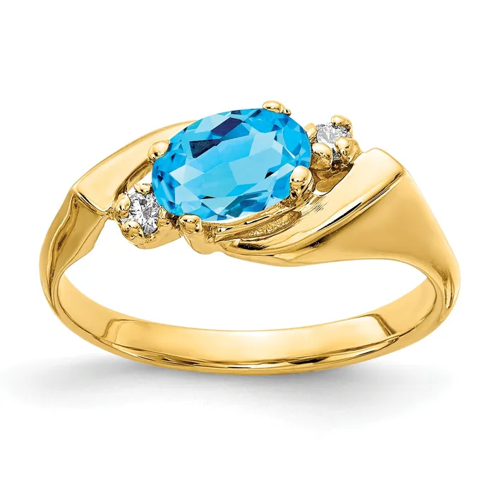 Rings Goldia Solid 14k Yellow Gold 7x5mm Oval Simulated Blue Topaz VS CZ Ring Rings Goldia Solid 14k Yellow Gold 7x5mm Oval Simulated Blue Topaz VS CZ Ring