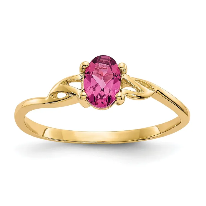 Rings Goldia Solid 14k Yellow Gold Simulated Pink Tourmaline Birthstone Ring
