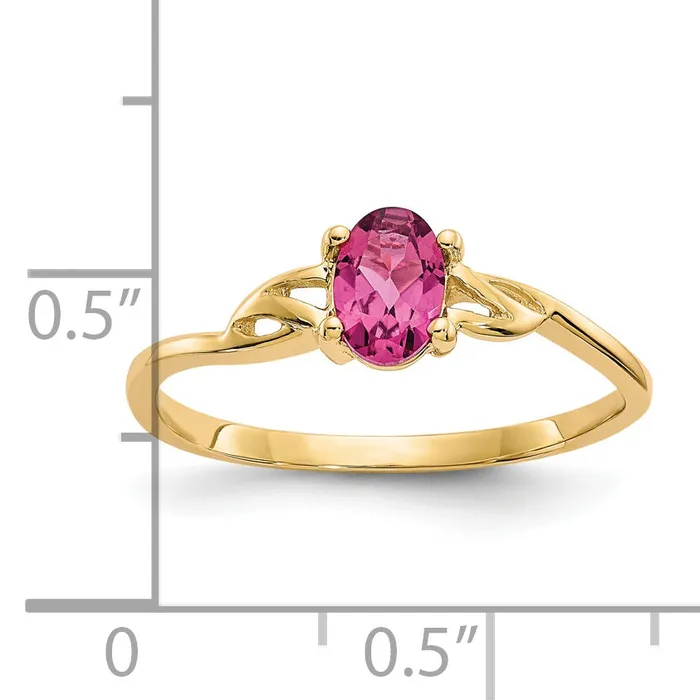 Rings Goldia Solid 14k Yellow Gold Simulated Pink Tourmaline Birthstone Ring