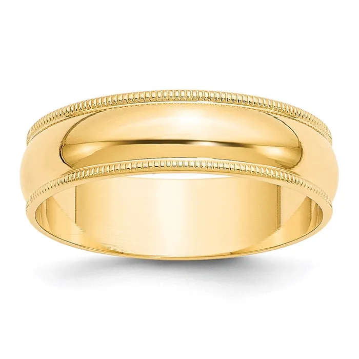 Rings Goldia Solid 18K Yellow Gold 6mm Light Weight Milgrain Half Round MensWomens Wedding Band Ring Size 10 Rings Goldia Solid 18K Yellow Gold 6mm Light Weight Milgrain Half Round MensWomens Wedding Band Ring Size 10