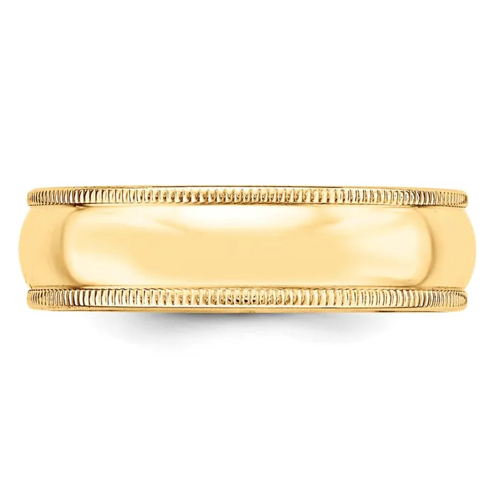 Rings Goldia Solid 18K Yellow Gold 6mm Light Weight Milgrain Half Round MensWomens Wedding Band Ring Size 10 Rings Goldia Solid 18K Yellow Gold 6mm Light Weight Milgrain Half Round MensWomens Wedding Band Ring Size 10