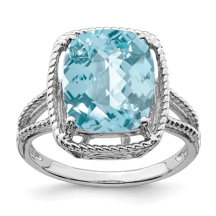 Rings Goldia Sterling Silver Rhodium CheckerCut Sky Blue Topaz Ring