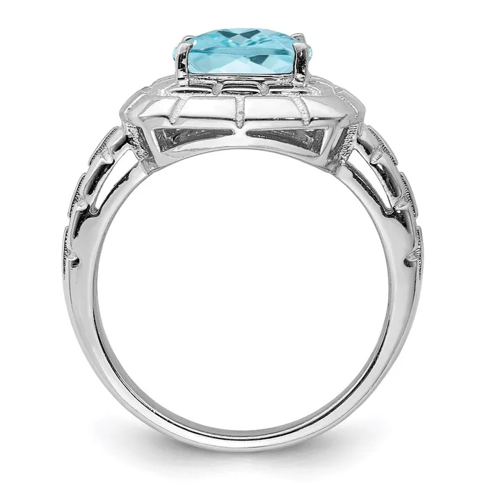 Rings Goldia Sterling Silver Rhodium CheckerCut Sky Blue Topaz Ring