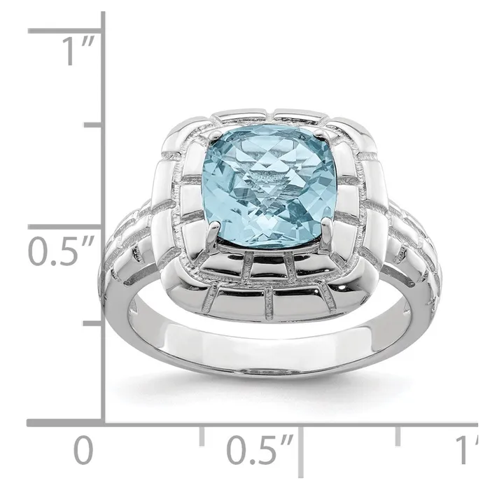 Rings Goldia Sterling Silver Rhodium CheckerCut Sky Blue Topaz Ring