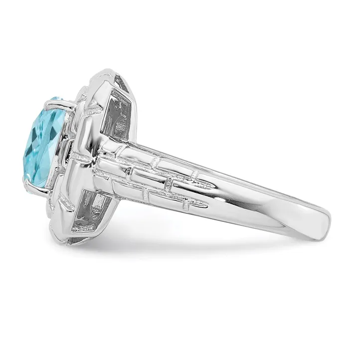 Rings Goldia Sterling Silver Rhodium CheckerCut Sky Blue Topaz Ring