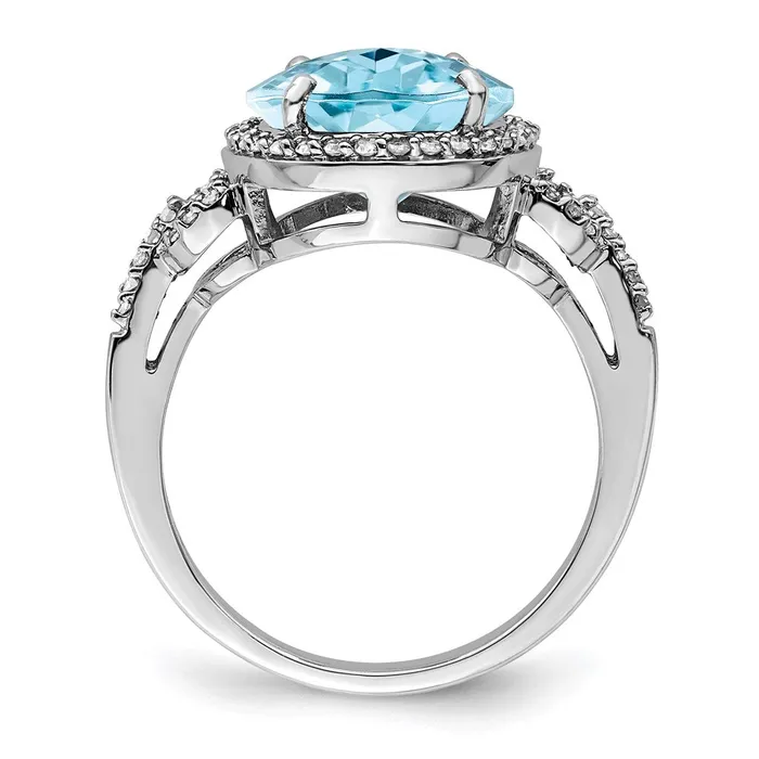 Rings Goldia Sterling Silver Rhodium Diamond u0026 CheckerCut Sky Blue Topaz Ring