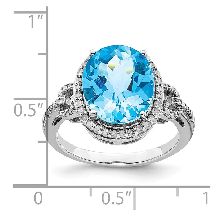 Rings Goldia Sterling Silver Rhodium Diamond u0026 CheckerCut Sky Blue Topaz Ring