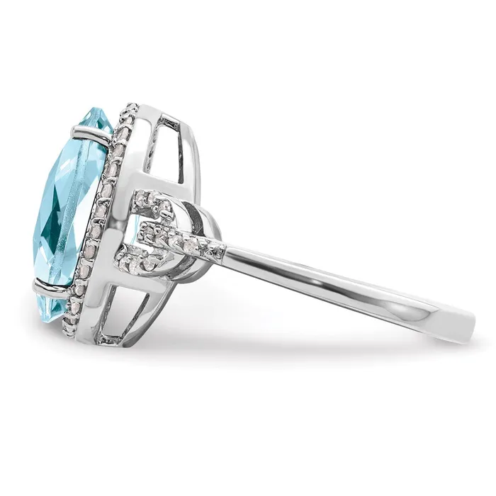 Rings Goldia Sterling Silver Rhodium Diamond u0026 CheckerCut Sky Blue Topaz Ring