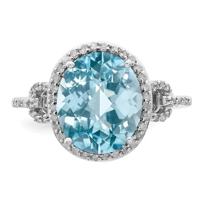 Rings Goldia Sterling Silver Rhodium Diamond u0026 CheckerCut Sky Blue Topaz Ring