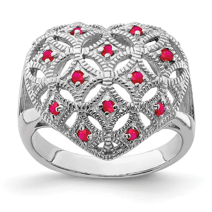 Rings Goldia Sterling Silver Rhodiumplated Ruby Heart Ring
