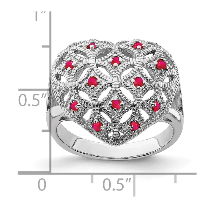 Rings Goldia Sterling Silver Rhodiumplated Ruby Heart Ring