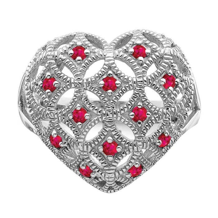 Rings Goldia Sterling Silver Rhodiumplated Ruby Heart Ring