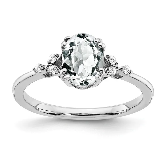 Rings Goldia Sterling Silver White Topaz and Diamond Ring