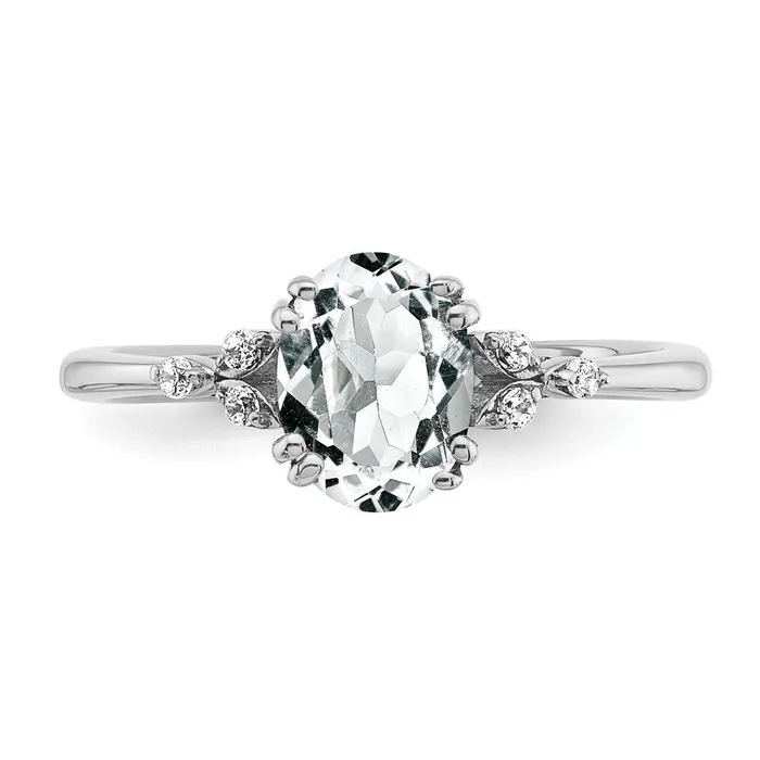 Rings Goldia Sterling Silver White Topaz and Diamond Ring
