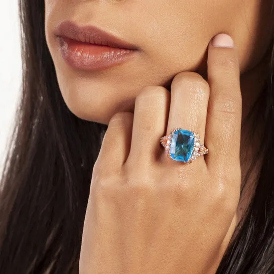 Rings JMS always Original Bertha Juliet Collection Womens 18k RG Plated Blue Statement Fashion Ring