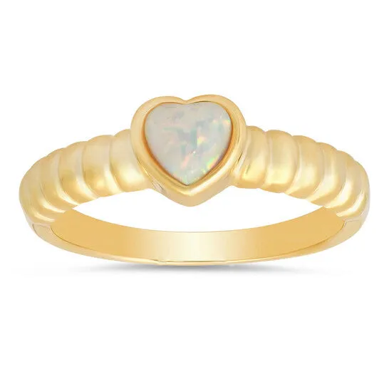 Rings JMS always Original Kylie Harper 14k Yellow Gold Over Silver Bezelset Heart Opal Ring Rings JMS always Original Kylie Harper 14k Yellow Gold Over Silver Bezelset Heart Opal Ring