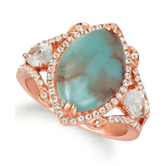 Rings JMS always Original Le Vian Ladies Aquaprase Turquoise Ring set in 14K Strawberry Gold Rings JMS always Original Le Vian Ladies Aquaprase Turquoise Ring set in 14K Strawberry Gold