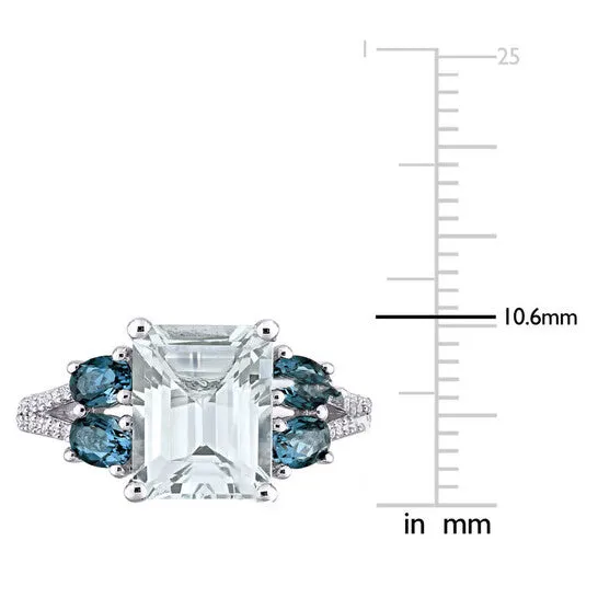 Rings Original Amour 110 CT TDW Diamond and 4 CT TGW Ice Aquamarine London Blue Topaz Cocktail Ring in Sterling Silver JMS always Rings Original Amour 110 CT TDW Diamond and 4 CT TGW Ice Aquamarine London Blue Topaz Cocktail Ring in Sterling Silver JMS always