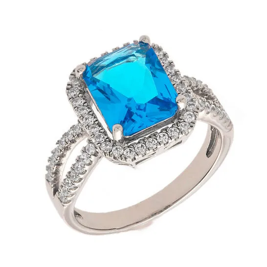 Rings Original Elegant Confetti Womens 18K White Gold Plated Blue CZ Simulated Cushion Diamond Halo Statement Cocktail Ring JMS always Rings Original Elegant Confetti Womens 18K White Gold Plated Blue CZ Simulated Cushion Diamond Halo Statement Cocktail Ring JMS always