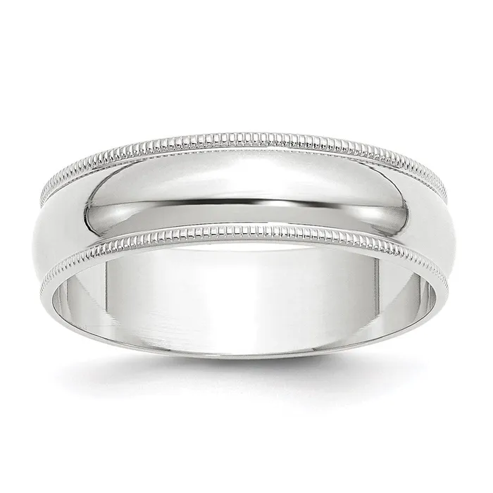 Rings Solid 10K White Gold 6mm Light Weight Milgrain Half Round MensWomens Wedding Band Ring Size 135 Goldia Rings Solid 10K White Gold 6mm Light Weight Milgrain Half Round MensWomens Wedding Band Ring Size 135 Goldia