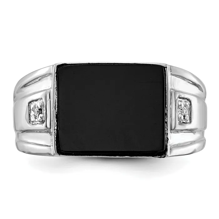 Rings Solid 14k White Gold AAA Simulated CZ mens Ring Goldia