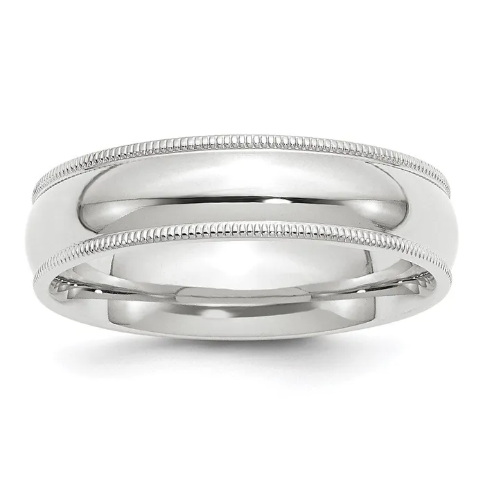 Rings Solid 18K White Gold 6mm Milgrain Comfort Fit MensWomens Wedding Band Ring Size 75 Goldia Rings Solid 18K White Gold 6mm Milgrain Comfort Fit MensWomens Wedding Band Ring Size 75 Goldia