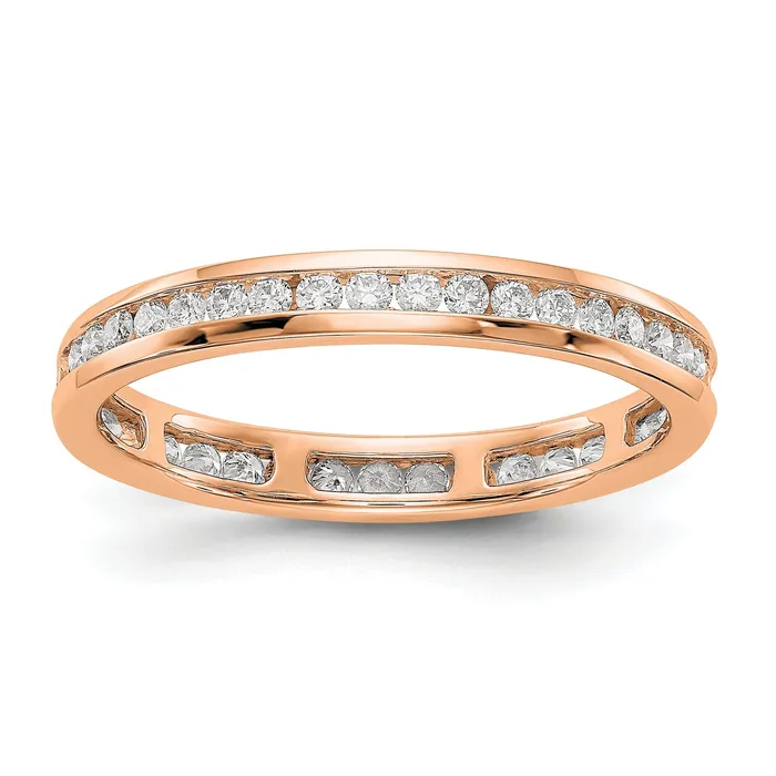 Rings Solid Real 14k Rose Gold Polished 12ct Channel Set CZ Eternity Wedding Band Ring Goldia Rings Solid Real 14k Rose Gold Polished 12ct Channel Set CZ Eternity Wedding Band Ring Goldia