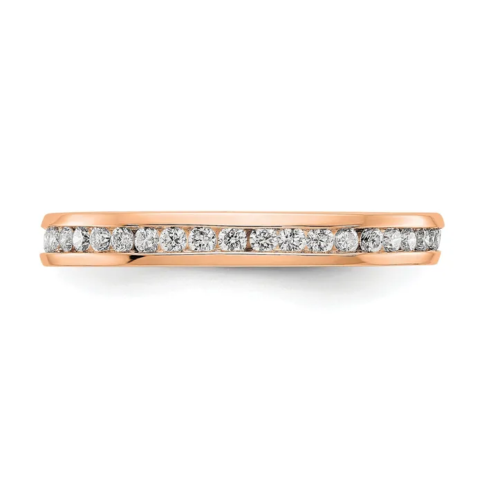 Rings Solid Real 14k Rose Gold Polished 12ct Channel Set CZ Eternity Wedding Band Ring Goldia