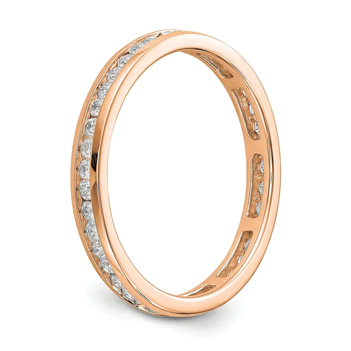 Rings Solid Real 14k Rose Gold Polished 12ct Channel Set CZ Eternity Wedding Band Ring Goldia