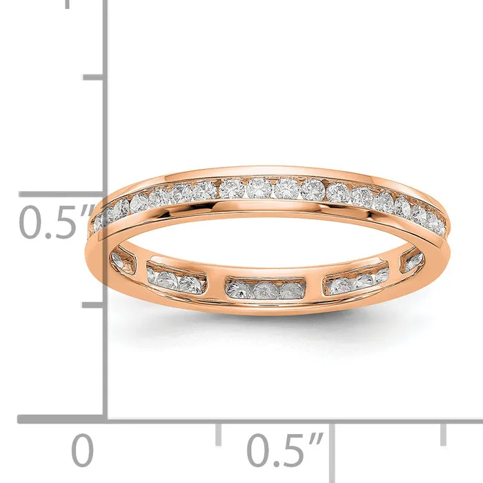 Rings Solid Real 14k Rose Gold Polished 12ct Channel Set CZ Eternity Wedding Band Ring Goldia
