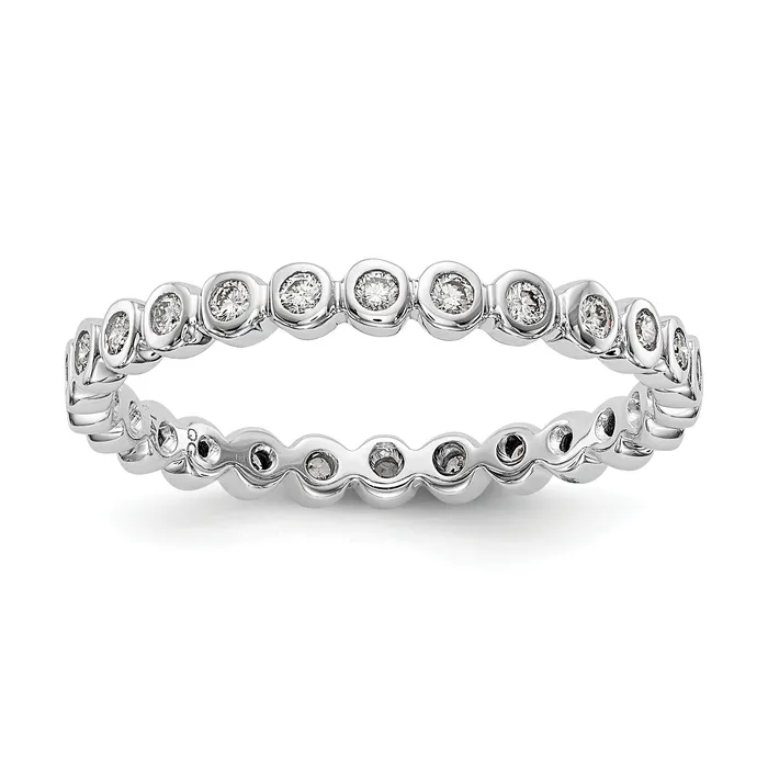 Rings Solid Real 14k White Gold Polished 13ct Bezel Set CZ Eternity Wedding Band Ring Goldia Rings Solid Real 14k White Gold Polished 13ct Bezel Set CZ Eternity Wedding Band Ring Goldia