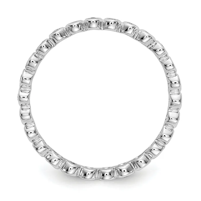 Rings Solid Real 14k White Gold Polished 13ct Bezel Set CZ Eternity Wedding Band Ring Goldia