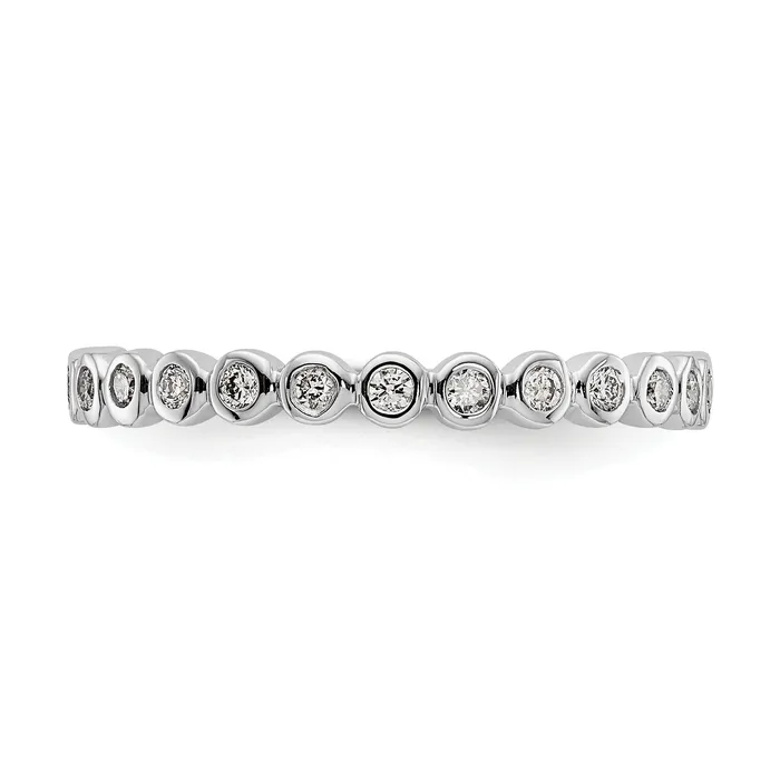 Rings Solid Real 14k White Gold Polished 13ct Bezel Set CZ Eternity Wedding Band Ring Goldia