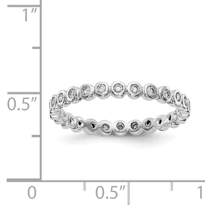 Rings Solid Real 14k White Gold Polished 13ct Bezel Set CZ Eternity Wedding Band Ring Goldia