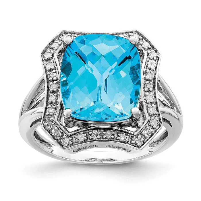 Rings Sterling Silver Rhodium Diamond u0026 CheckerCut Blue Topaz Ring Goldia Rings Sterling Silver Rhodium Diamond u0026 CheckerCut Blue Topaz Ring Goldia
