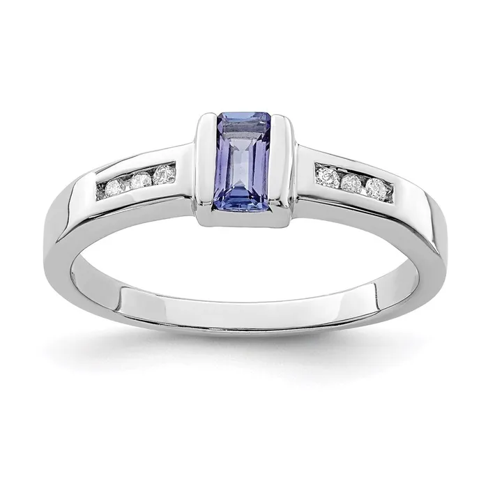 Rings Sterling Silver Rhodium Tanzanite u0026 Diamond Ring Goldia