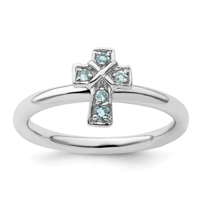 Rings Sterling Silver Stackable Expressions Rhodium Aquamarine Cross Ring Goldia Rings Sterling Silver Stackable Expressions Rhodium Aquamarine Cross Ring Goldia