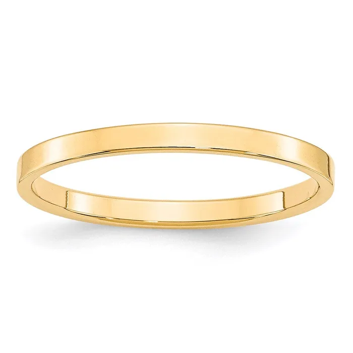 Solid 10K Yellow Gold 2mm Light Weight Flat MensWomens Wedding Band Ring Size 10 Goldia Rings