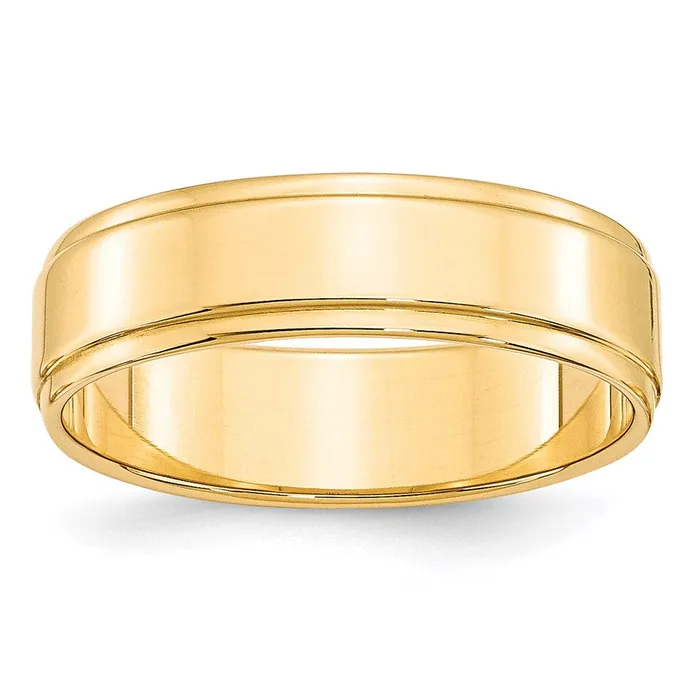 Solid 10K Yellow Gold 6mm Flat with Step Edge MensWomens Wedding Band Ring Size 55 Goldia Rings Solid 10K Yellow Gold 6mm Flat with Step Edge MensWomens Wedding Band Ring Size 55 Goldia Rings