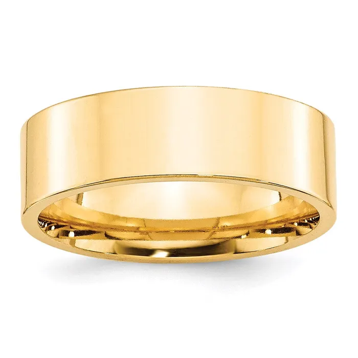 Solid 10K Yellow Gold 7mm Standard Flat Comfort Fit MensWomens Wedding Band Ring Size 115 Goldia Rings