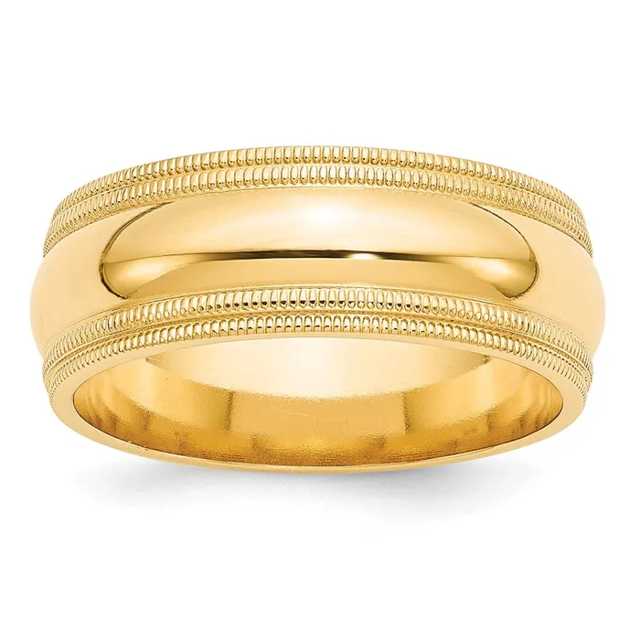 Solid 10K Yellow Gold 8mm Double Milgrain Comfort Fit MensWomens Wedding Band Ring Size 135 Goldia Rings Solid 10K Yellow Gold 8mm Double Milgrain Comfort Fit MensWomens Wedding Band Ring Size 135 Goldia Rings