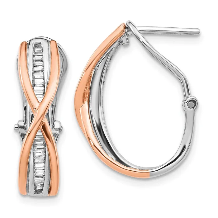 Solid 14k Twotone Rose and White Gold Simulated CZ Fancy Earrings Goldia Earrings Solid 14k Twotone Rose and White Gold Simulated CZ Fancy Earrings Goldia Earrings