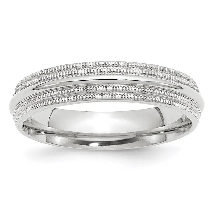 Solid 14K White Gold 5mm Double Milgrain Comfort Fit MensWomens Wedding Band Ring Size 13 Goldia Rings Solid 14K White Gold 5mm Double Milgrain Comfort Fit MensWomens Wedding Band Ring Size 13 Goldia Rings