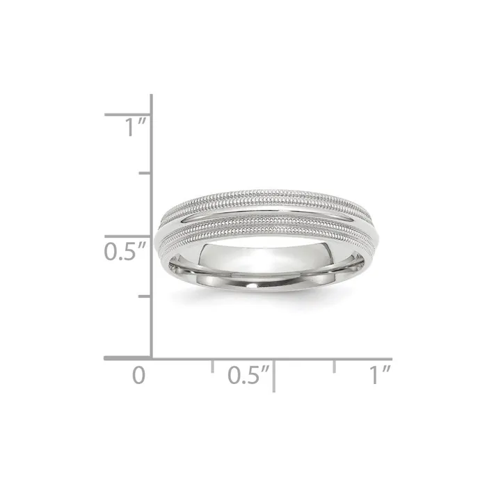 Solid 14K White Gold 5mm Double Milgrain Comfort Fit MensWomens Wedding Band Ring Size 13 Goldia Rings Solid 14K White Gold 5mm Double Milgrain Comfort Fit MensWomens Wedding Band Ring Size 13 Goldia Rings