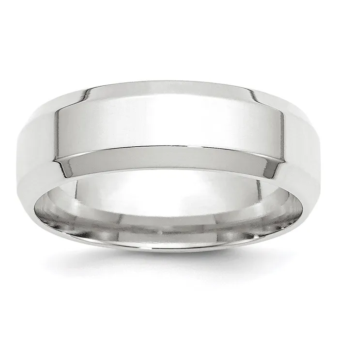 Solid 14K White Gold 7mm Bevel Edge Comfort Fit MensWomens Wedding Band Ring Size 12 Goldia Rings Solid 14K White Gold 7mm Bevel Edge Comfort Fit MensWomens Wedding Band Ring Size 12 Goldia Rings