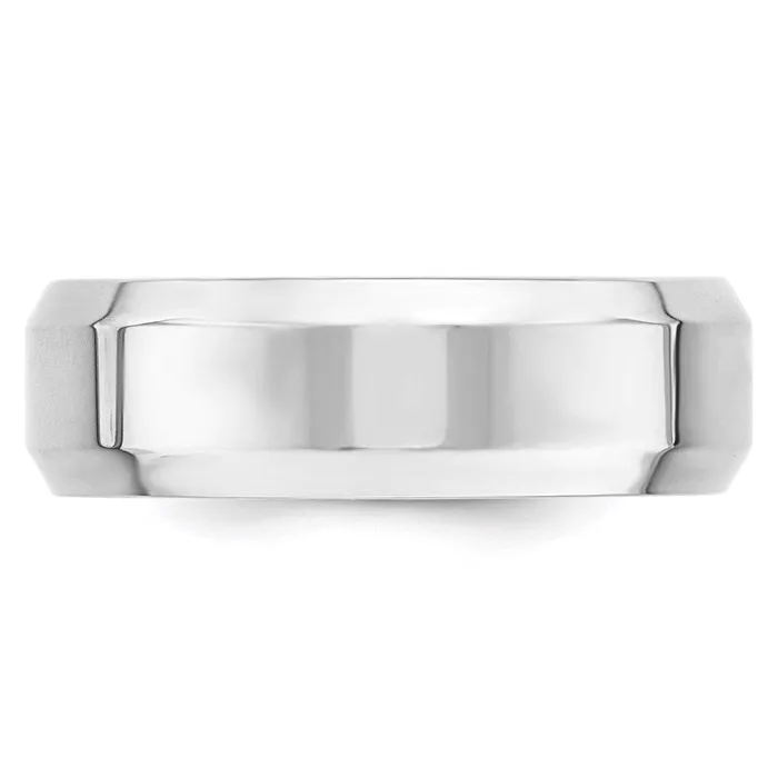 Solid 14K White Gold 7mm Bevel Edge Comfort Fit MensWomens Wedding Band Ring Size 12 Goldia Rings Solid 14K White Gold 7mm Bevel Edge Comfort Fit MensWomens Wedding Band Ring Size 12 Goldia Rings