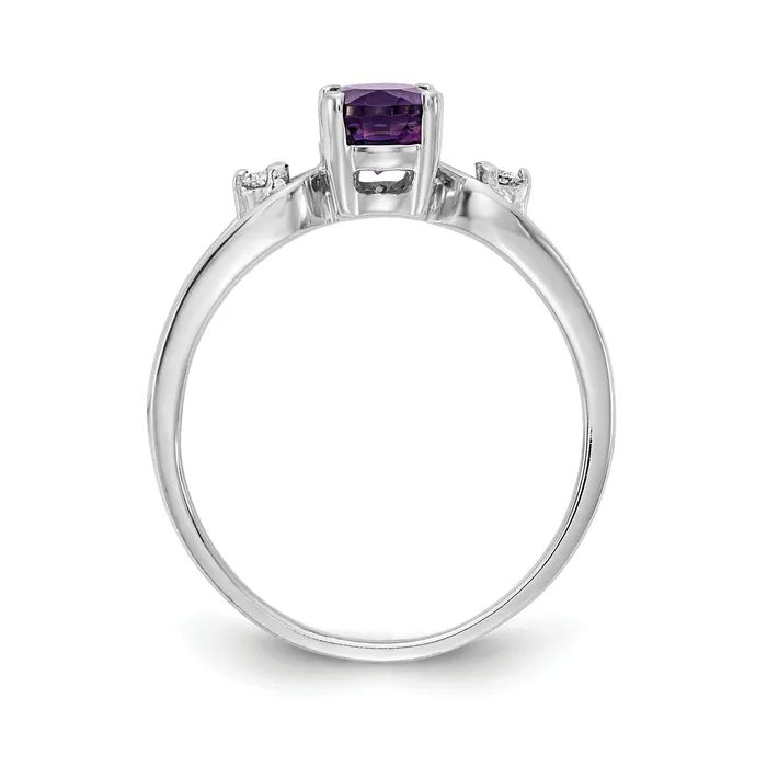 Solid 14k White Gold 7x5mm Oval Simulated Amethyst AA CZ Ring Goldia Rings
