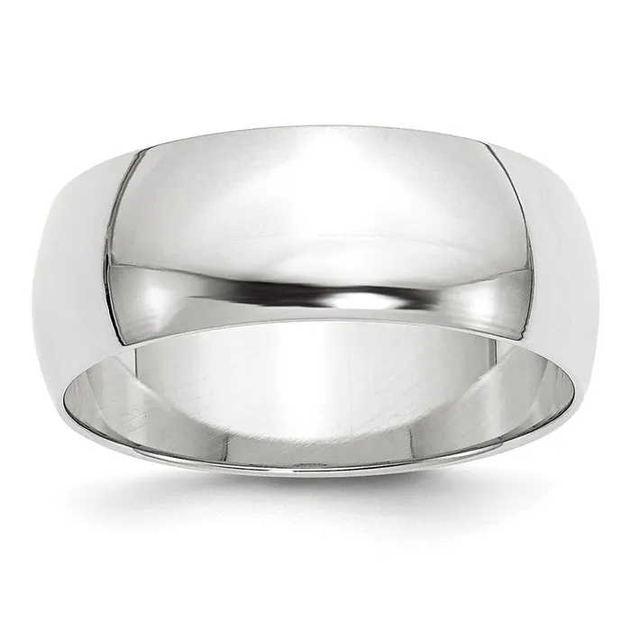 Solid 14K White Gold 8mm Light Weight Half Round MensWomens Wedding Band Ring Size 10 Goldia Rings Solid 14K White Gold 8mm Light Weight Half Round MensWomens Wedding Band Ring Size 10 Goldia Rings