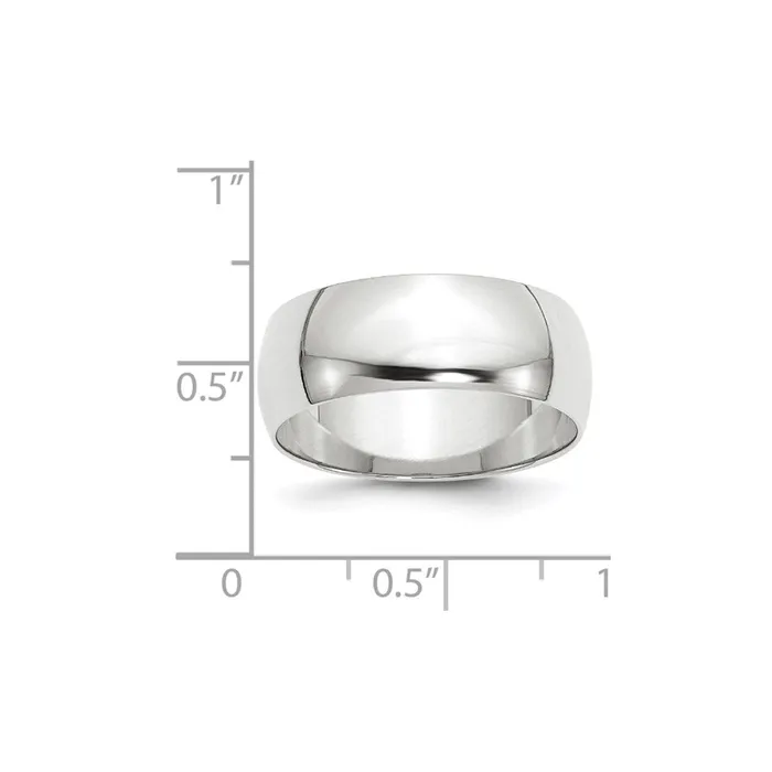 Solid 14K White Gold 8mm Light Weight Half Round MensWomens Wedding Band Ring Size 10 Goldia Rings Solid 14K White Gold 8mm Light Weight Half Round MensWomens Wedding Band Ring Size 10 Goldia Rings