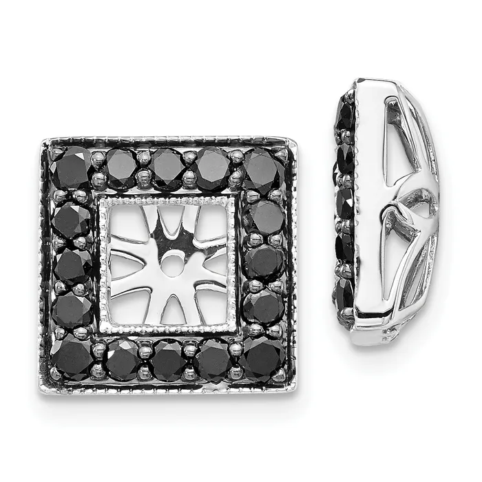Solid 14k White Gold BlacK Simulated CZ Square JacKet Earrings Goldia Earrings Solid 14k White Gold BlacK Simulated CZ Square JacKet Earrings Goldia Earrings